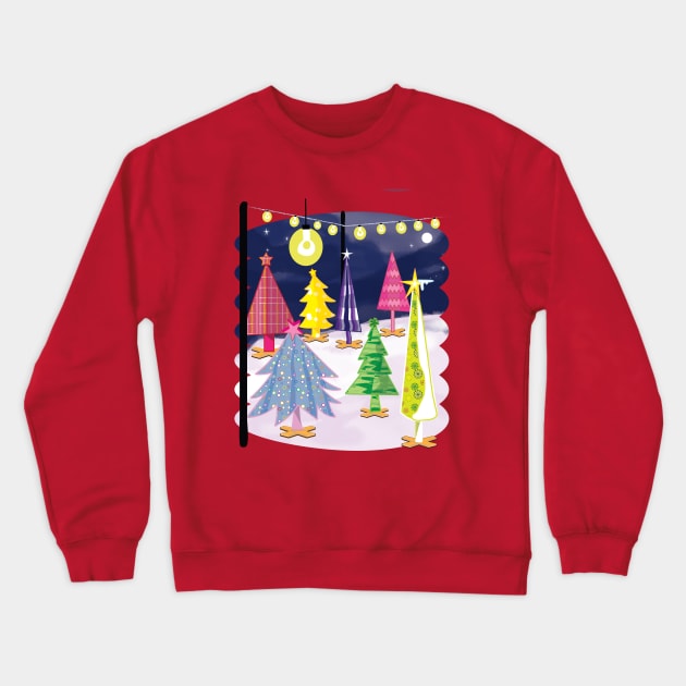 Midcentury Christmas Trees Crewneck Sweatshirt by BeebusMarble
